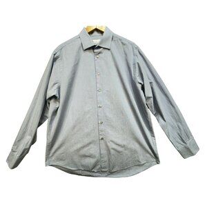 Calvin Klein & Co. Mens Dress Shirt Size L Blue Striped Long-Sleeve Workwear